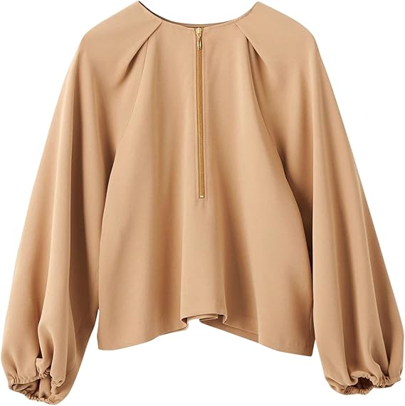 Amazon ユナイテッドアローズ グリーンレーベル リラクシング Emmel Refines Em 2way Zip ロングスリーブ ブラウス 2300 Beige 23 Free シャツ ブラウス 通販