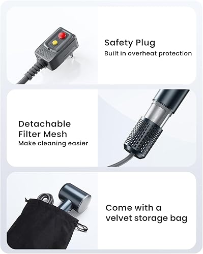 Miniatura 8 de iDOO Secador de pelo con difusor para mujeres, regalos de Navidad, secador de pelo rizado de 1500 W con 110,000 RPM de alta velocidad y 200 millones