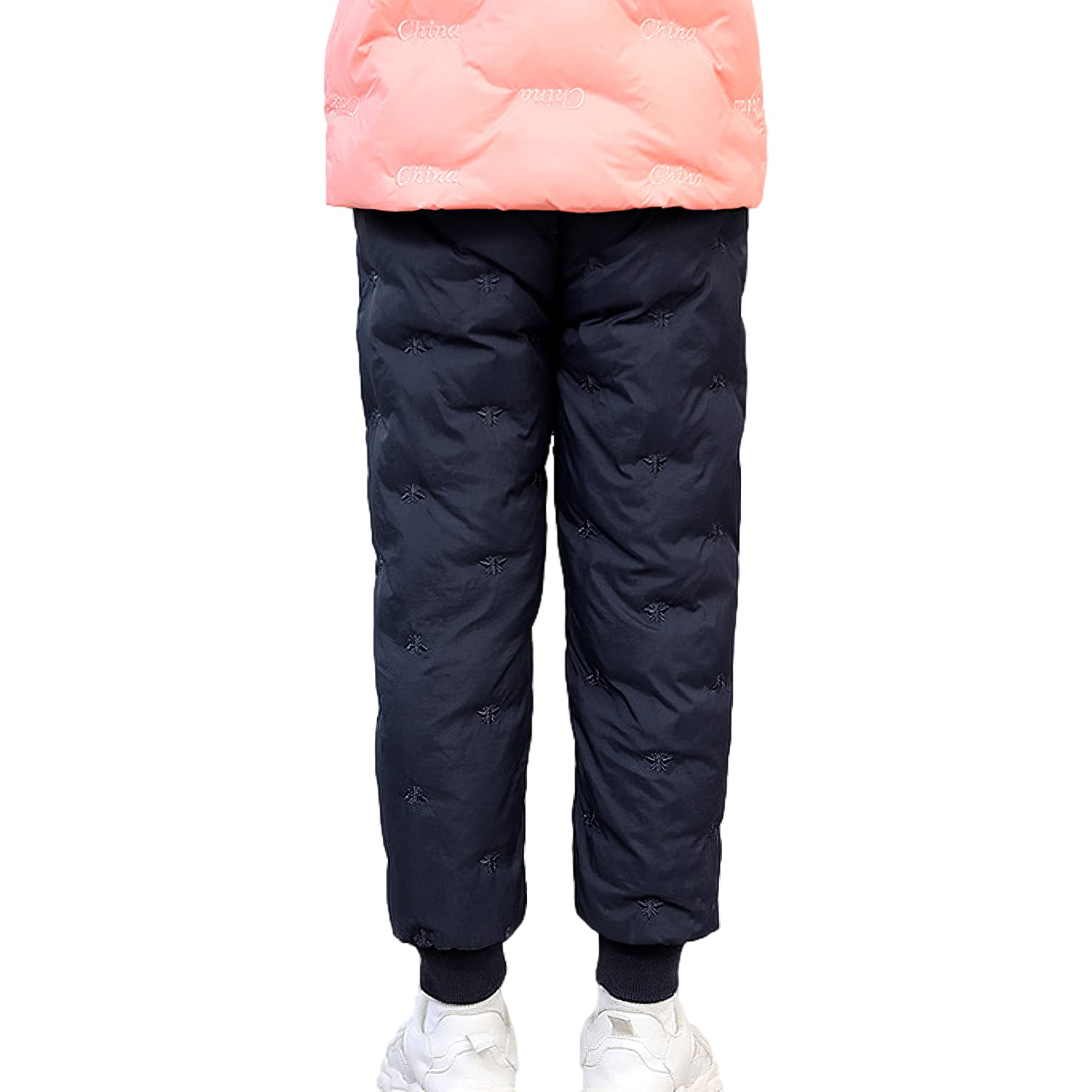 Niños Niñas Invierno Cálido Pantalones de Plumas Pantalones de Nieve Casuales con Bolsillos para 1-12 Años