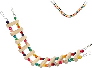 FUOYLOO Brinquedo de madeira periquito escada de escalada periquito escada de escalada brinquedo escada de treinamento de pássaros acessórios para gaiola de pássaros papagaio escada brinquedo escada de passo papagaio escada escada