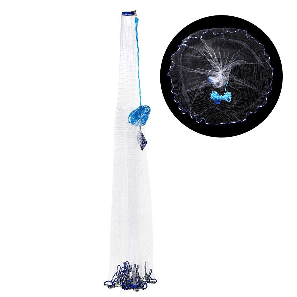 Easy Cast Net AIRKOUL Fishing Cast Net - 6/8/10/12/16FT Diameter, 3/8" Mesh, Heavy Duty Nylon, Easy Throw Ez Throw Cast Net - Foto 12