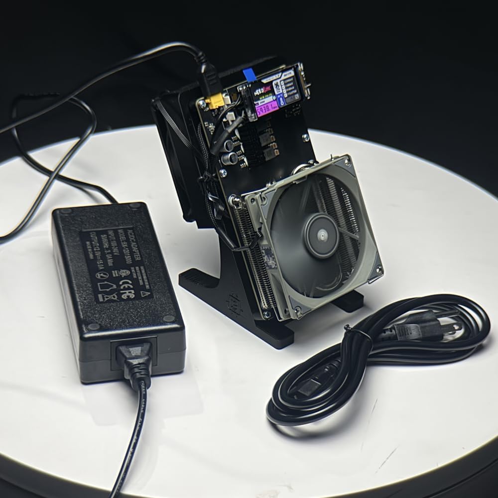 New NerdQaxe++ Rev 6.1 Miner Upgraded - 6Th/s Bitcoin Miner, 16.5J/Th Efficiency 100W Low Power, 2.4G WiFi & Quiet Dual Fan Open-Source Crypto Machine for BTC Solo Mining-Black