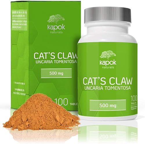 Kapok Naturals Cápsulas de garra de gato o Uña de Gato 500 mg Garra de gatos para inflamación de las articulaciones Alivio del dolor en las