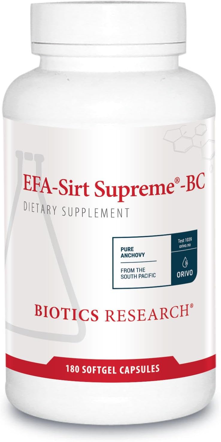 Biotics Research EFA-SIRT Supreme-BC EPA, DHA, GLA from Black Currant Seed Oil, Natural Mixed Tocopherols Cardiovascular Health Joint Comfort and Flexibility, 180 softgel Capsules