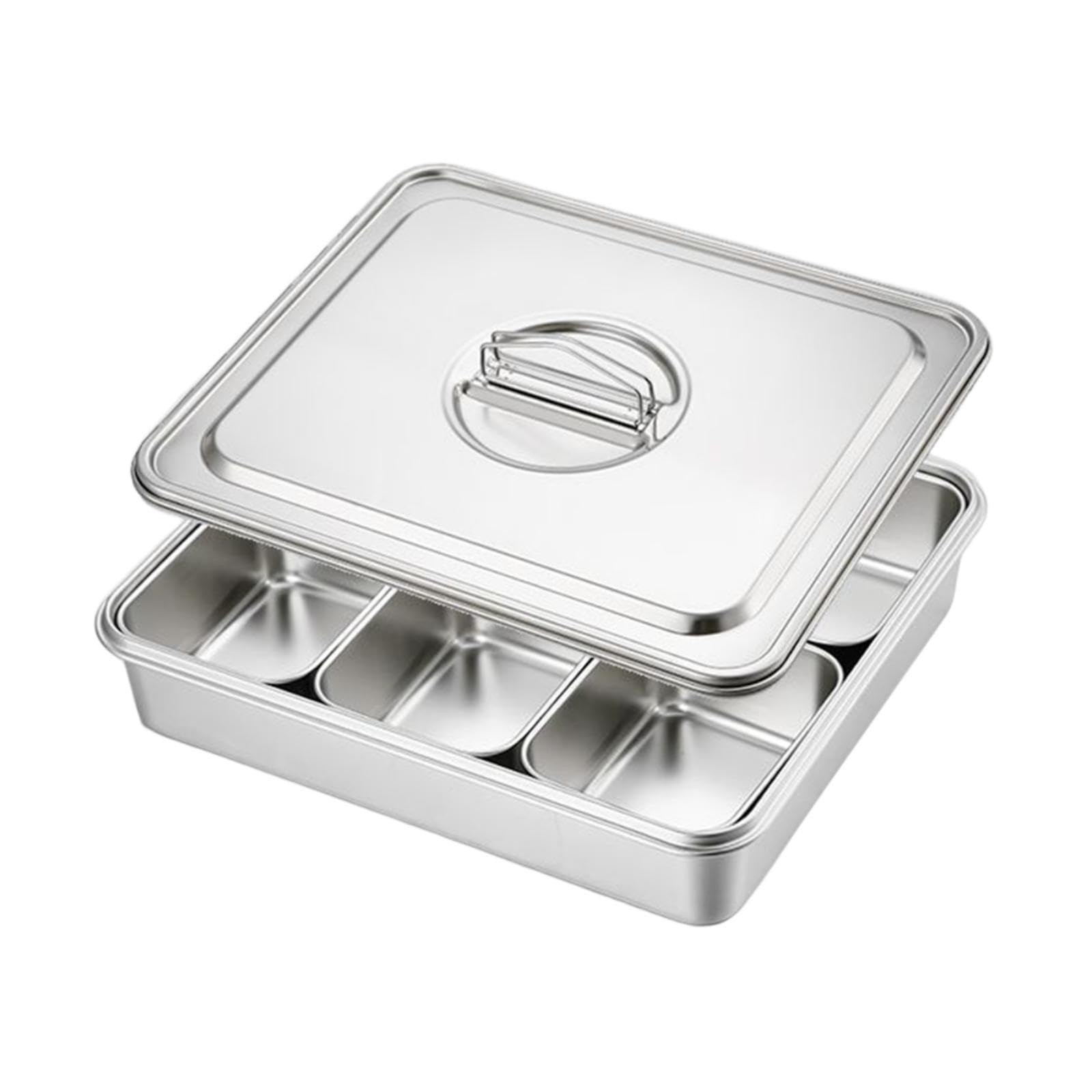 Juego de Calentadores de Comida para Buffet con Tapa, Resistente Al óxido, Bandeja Rectangular para Catering, Ideal para Fiestas, 6 Compartimentos, Individual