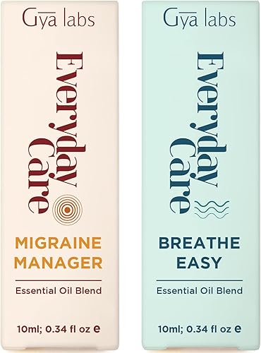 Set de aceite de alivio de migraña para el dolor de cabeza y respiración, juego de aceites esenciales 100% naturales, 2 x 0.34 onzas líquidas - Gya
