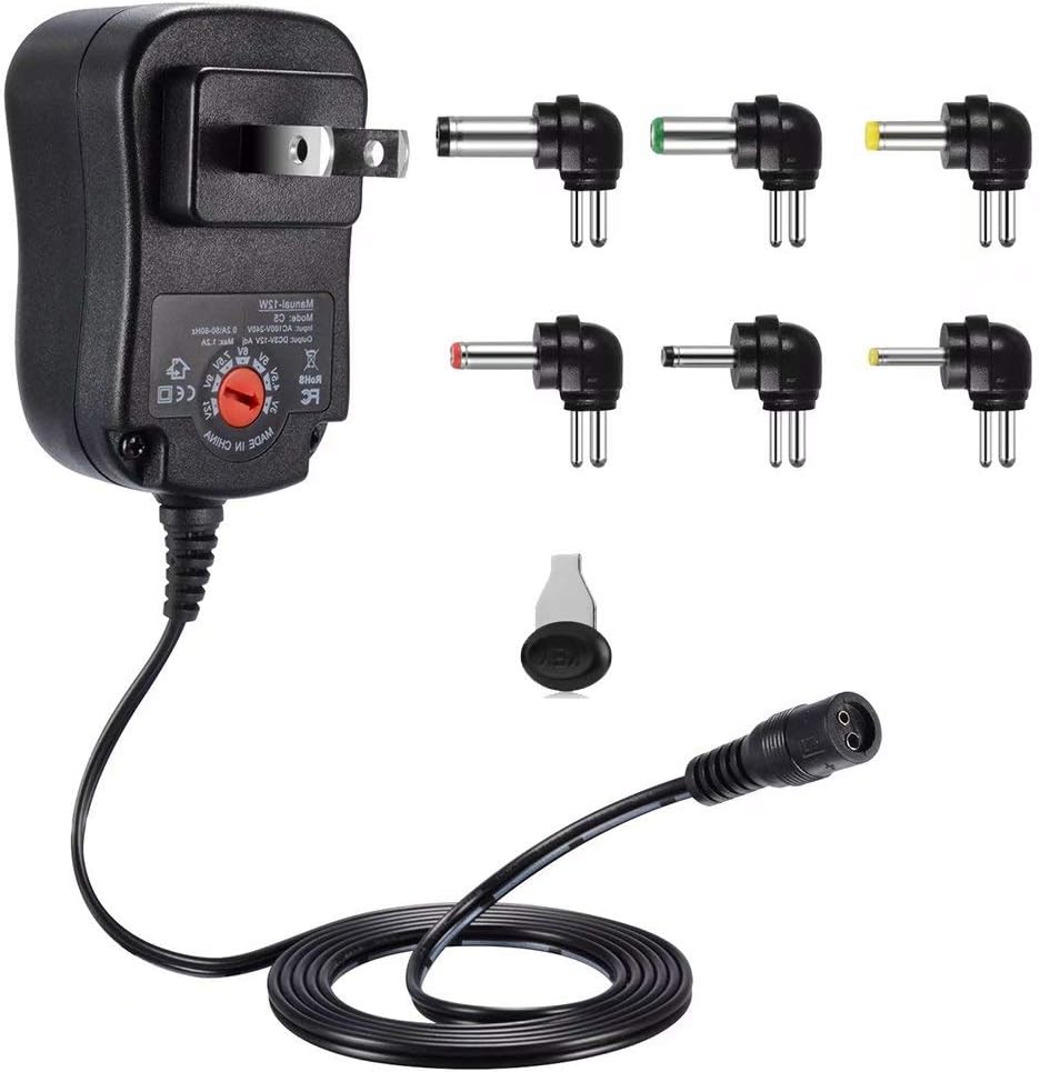 12W 3V 4.5V 5V 6V 7.5V 9V 12V Regulated Multi Voltage Switching Replacement Power AC/DC Adapter for Household Electronics Routers Speakers CCTV Cameras Smart Phone USB Charging Devices