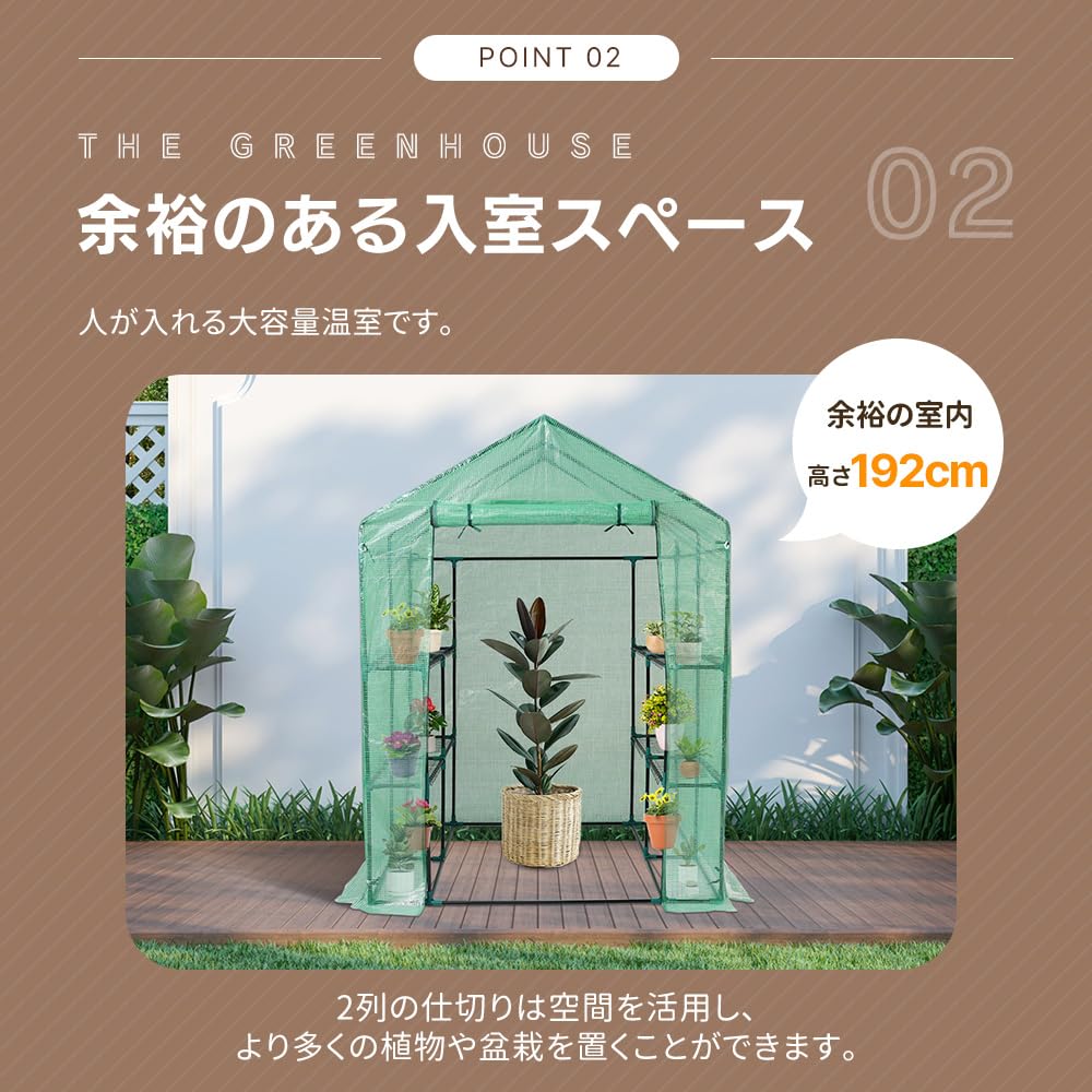 ビニール温室 2枚カバー付き 温室 左右2段 144*75*193CM ベランダ 家庭