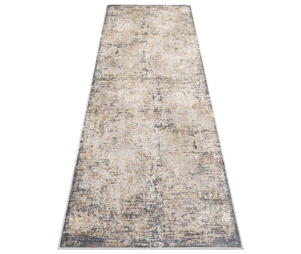 Lord of Rugs Marbled Rug Pollo Modern Abstract Bedroom Dining Room Living Room Contemporary Quality Rug in POLL101 Silver Grey Hallway Runner 80x240 (2'8"x7'10") cm