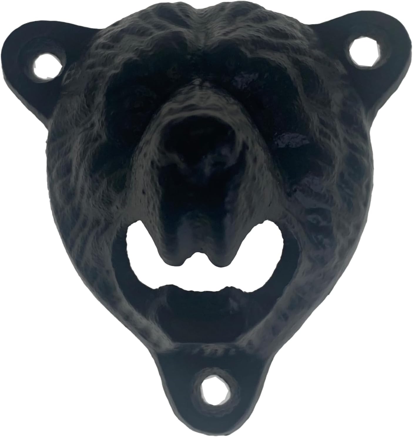 Wall Mounted Bottle Opener, WISH HALLY WOOD Cast Iron Wall Mount Bear Teeth Bite Bottle Cap Opener With 3 Matching Screws