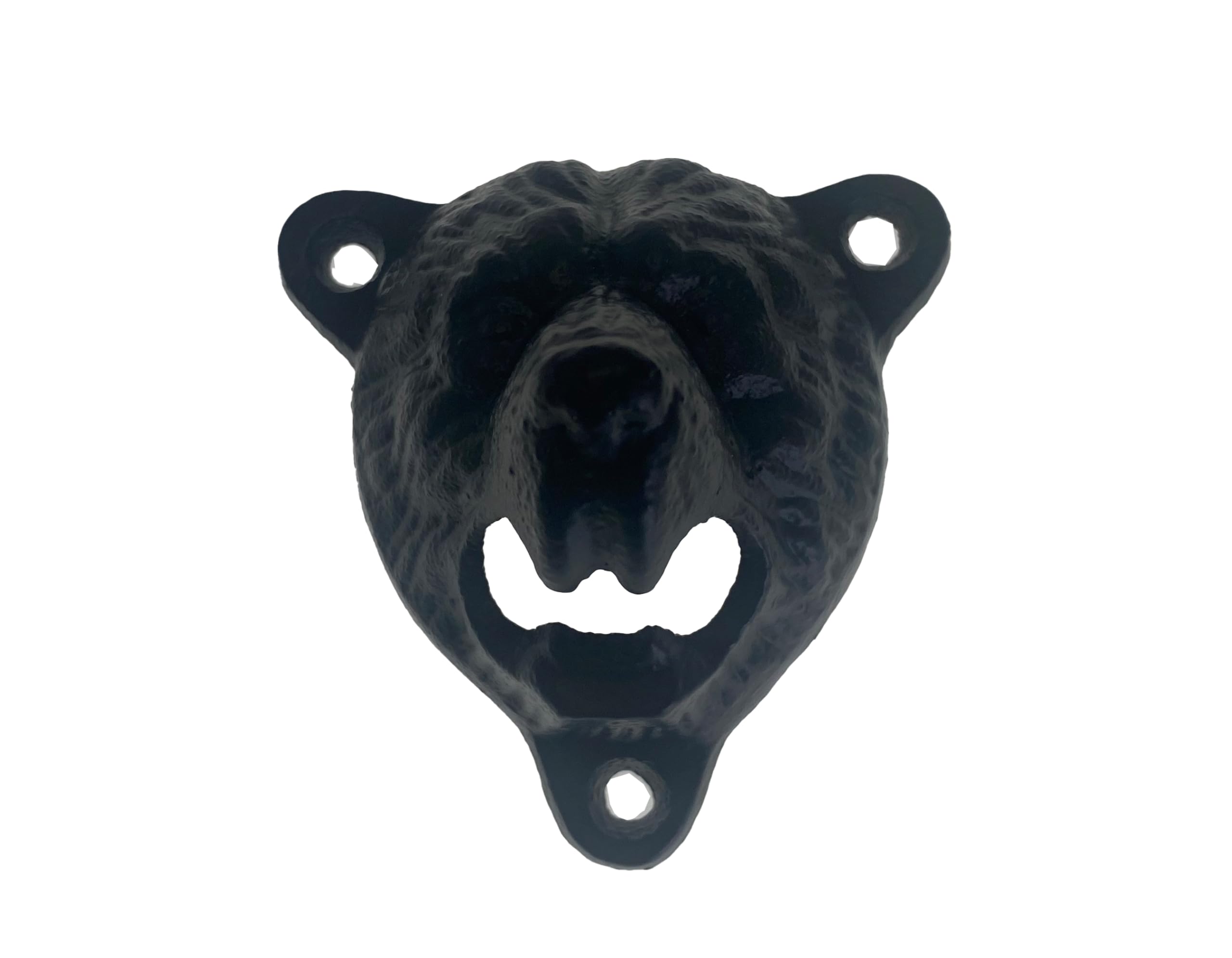 Wall Mounted Bottle Opener, WISH HALLY WOOD Cast Iron Wall Mount Bear Teeth Bite Bottle Cap Opener With 3 Matching Screws
