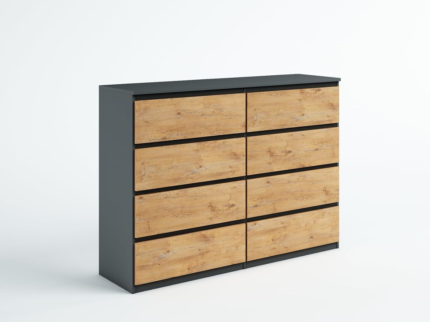 meble masztalerz Commode avec 8 Tiroirs Anthracite & Lancelot 120 cm - Meuble de Rangement Salon - Commode Salon - Meuble Entree - 120x101,5x39 cm