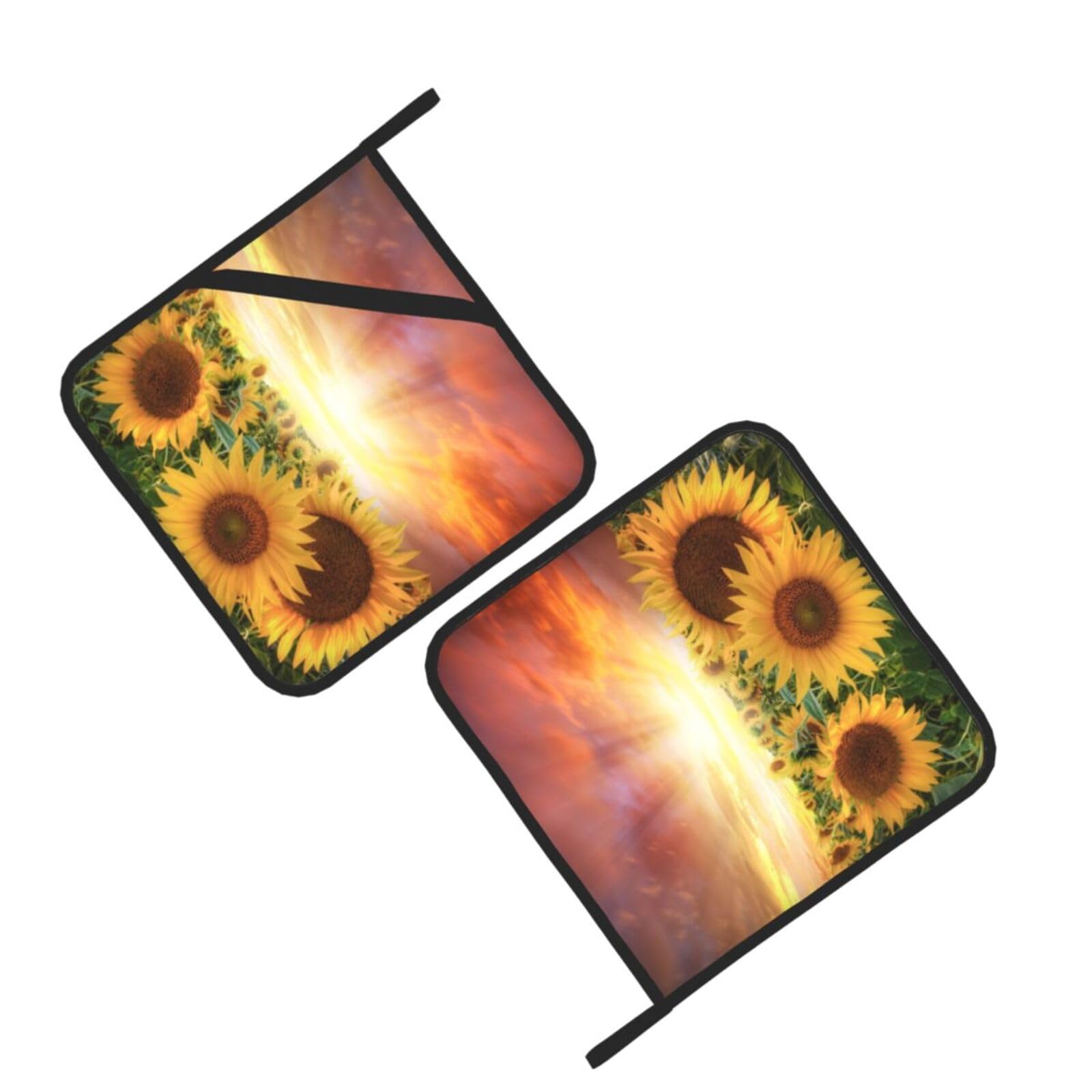 Sunflowers Sunset Sunlight Landscape Printed Oven Pot Holders Set of 2 Pcs Heat Resistant Kitchen Microwave Potholders for Cooking Baking Grilling