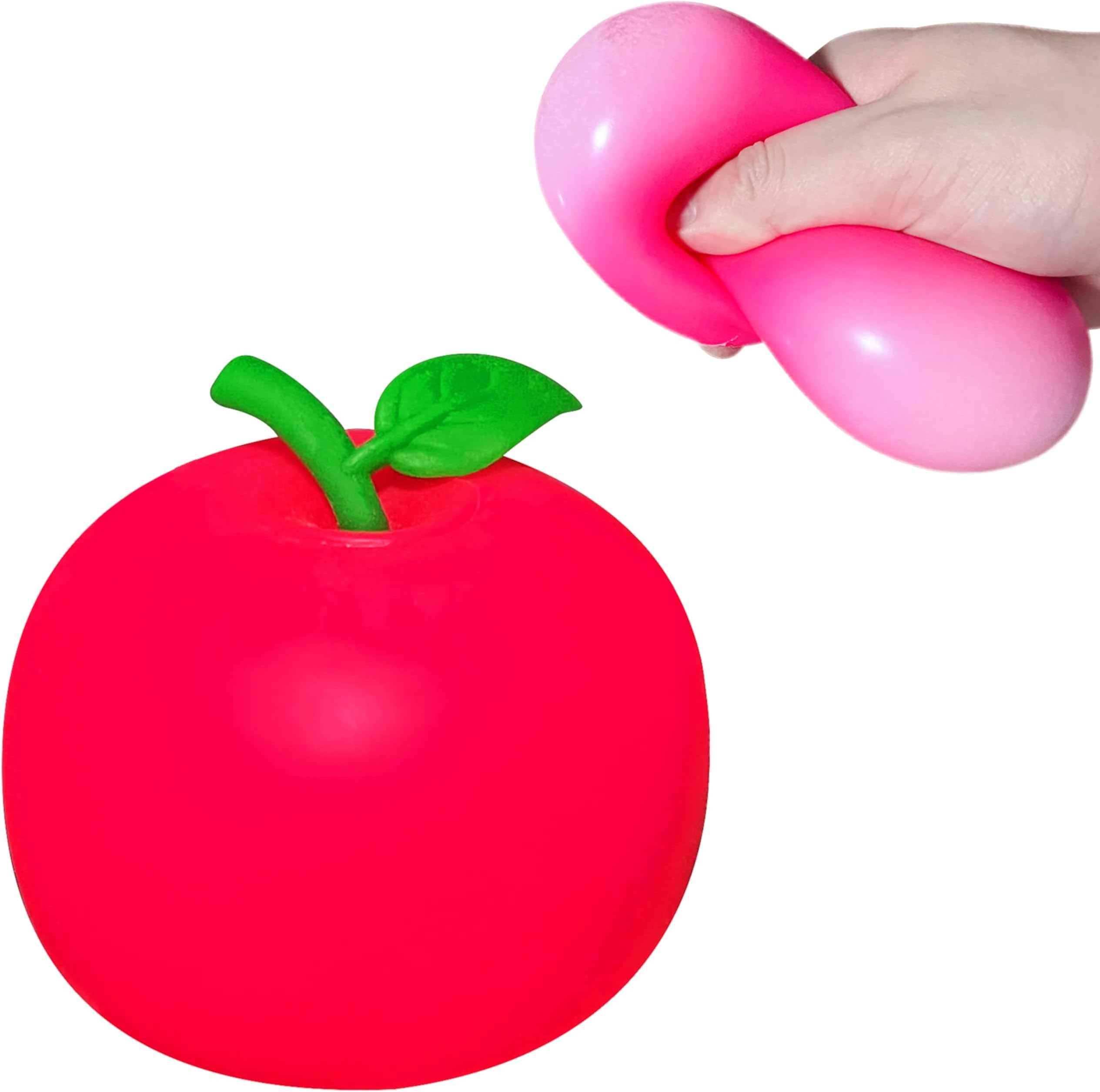 Fruit Dough Balls Sensory Fidget Toys (Pack of 1) Squishy Apple Stress Balls for Kids and Adults, Fun Color Change Stress Relief Squeeze Ball, Anxiety Relief, Relax, Improve Focus