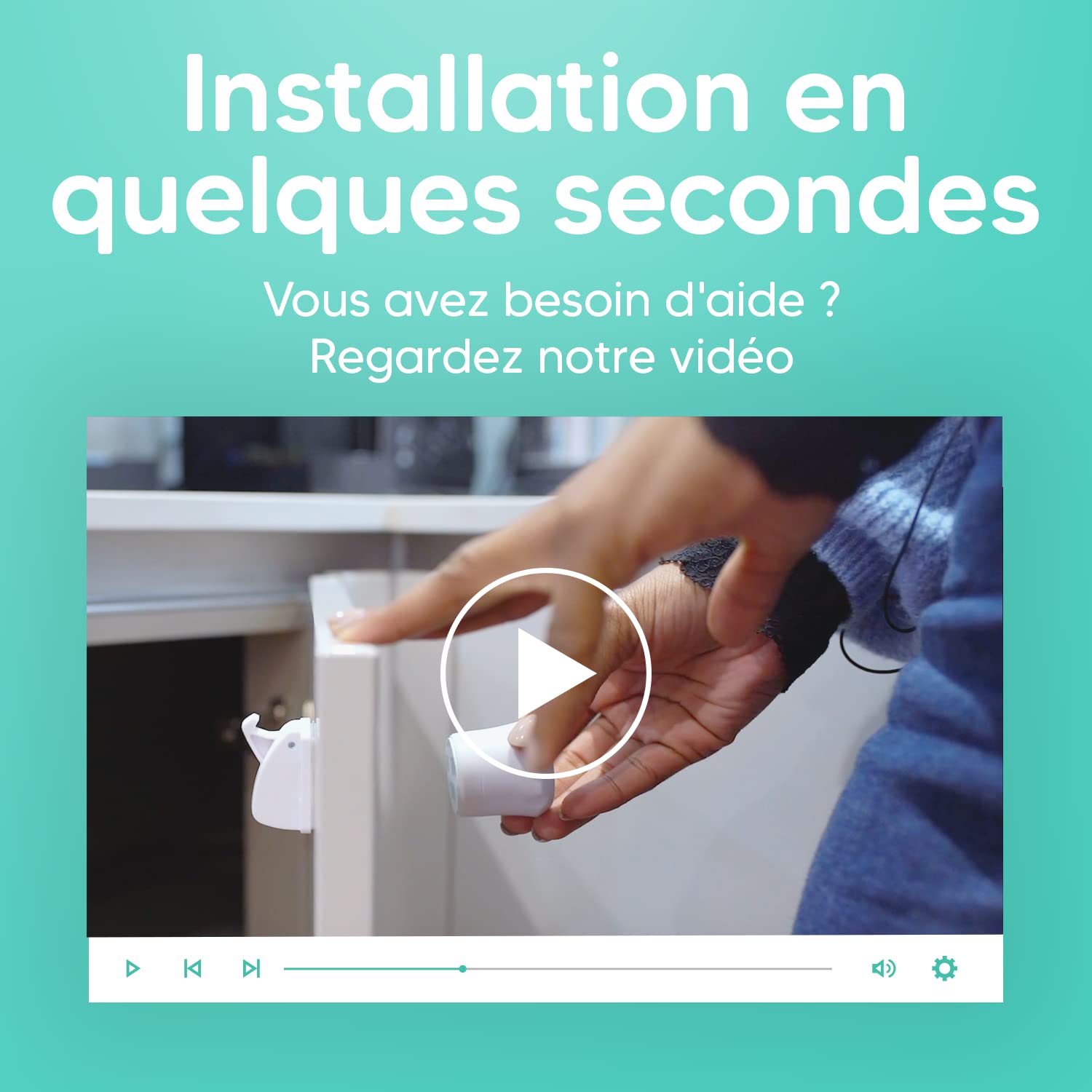 Aycorn Verrous Magnétiques de Sécurité pour Bébés et Enfants, 10 loquets aimantés et 2 clés, Bloque Porte Placard - Installation rapide et sans vis - Serrure invisible pour tiroirs, placards et portes