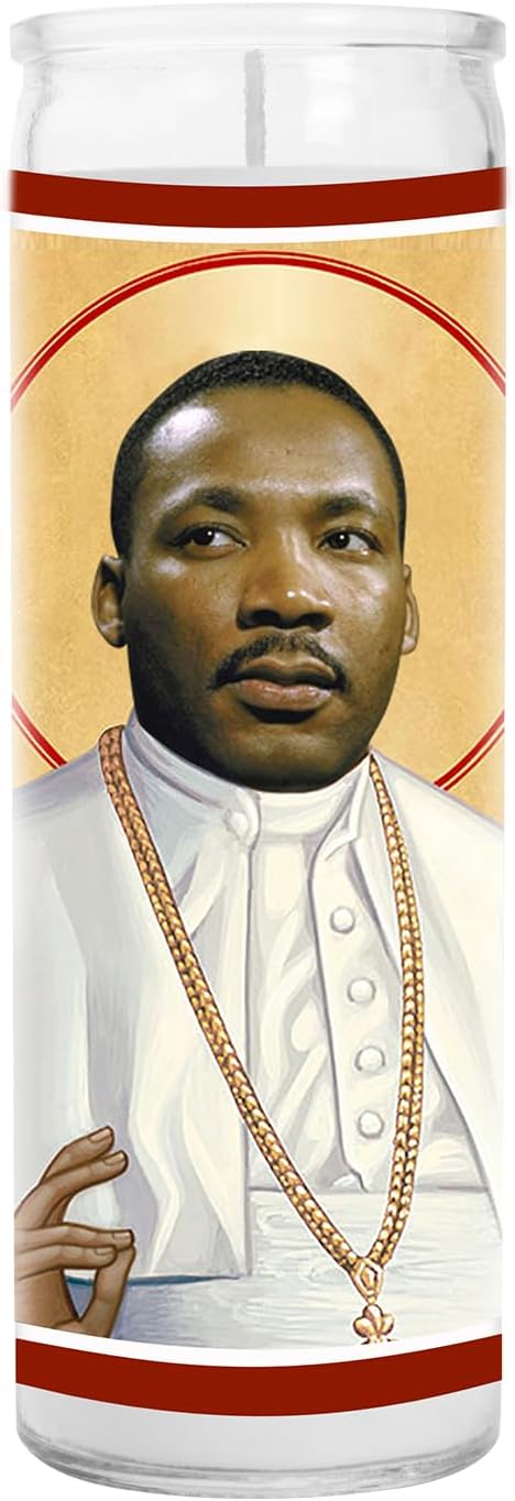 Martin Luther Celebrity Glass Jar Candle – Unscented Handmade Soy Wax Votive Candle – Unique Gift for Fans of Public Figure – Home Decor Collectible for Living Room & Office – 8 Inch