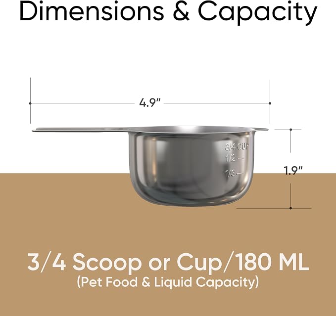 Cucharón medidor ¾ taza acero inoxidable para alimentos de mascota miniatura 2
