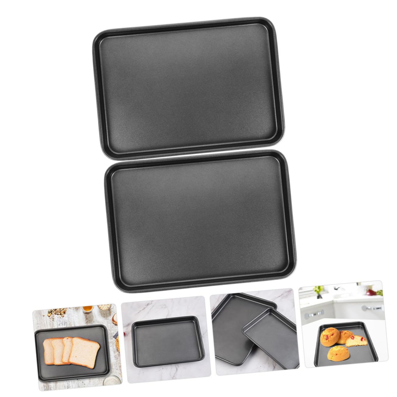 2 Stück Teiliges Rechteckiges Backblech Antihaftbeschichtet Kratzfest Vielseitig für Kuchen Brot Pizza für Ofen und Toaster Wiederverwendbar für Küche und Restaurant