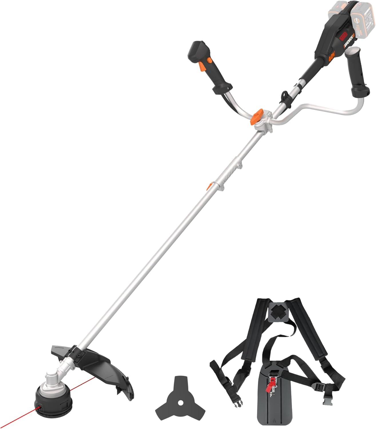 Worx 40V Akku-Freischneider WG084E.9 Brushless (40V PowerShare, Profi-Klinge, Anti-Vibrations-Doppelhandgriff)