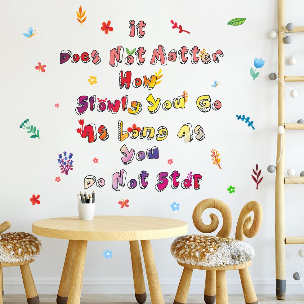 Vinilos decorativos con frase motivacional y flores miniatura 3