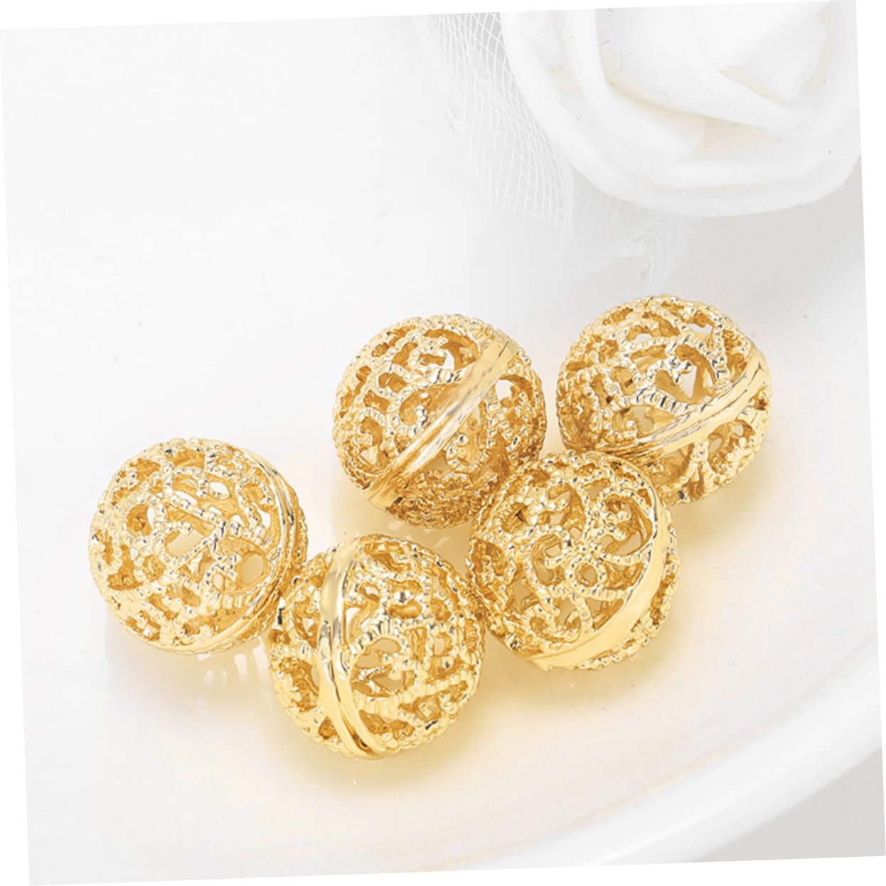 SHINEOFI 2 Juegos de Cuentas Huecas para Hacer Pulseras Cuentas Espaciadoras Redondas de 12 Mm Suministros para Hacer Joyas 10 Unidades