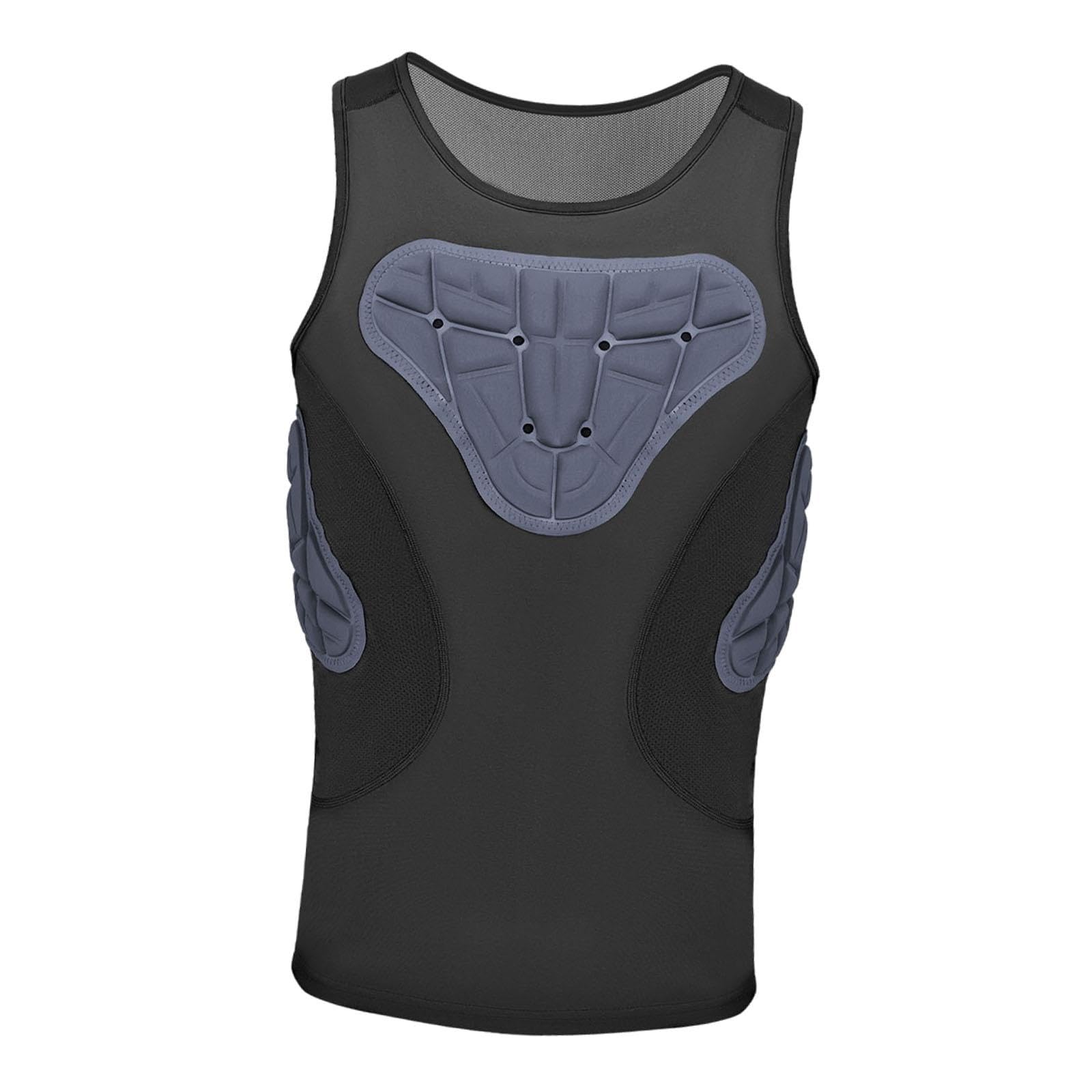 Corpetto Protettivo da Uomo Canotta a Compressione Gilet Imbottito Maglia da Allenamento Ad Asciugatura Rapida Adatto per Calcio E Baseball, L