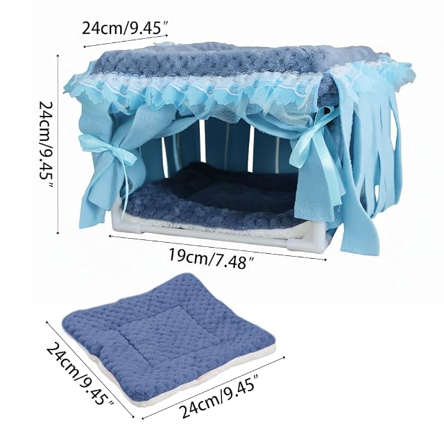 Foto 4 de 7 de Escondite de cobayas, lavable a máquina o a mano, cama escondite con cortina de flecos para hámsteres