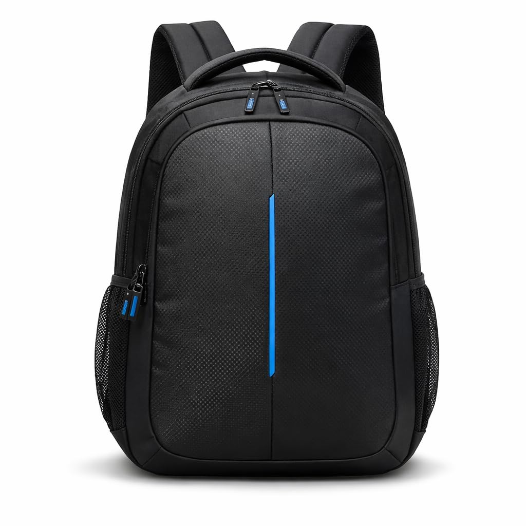 Laptop Backpack with Blue Accent Stripe, Black-picture-46