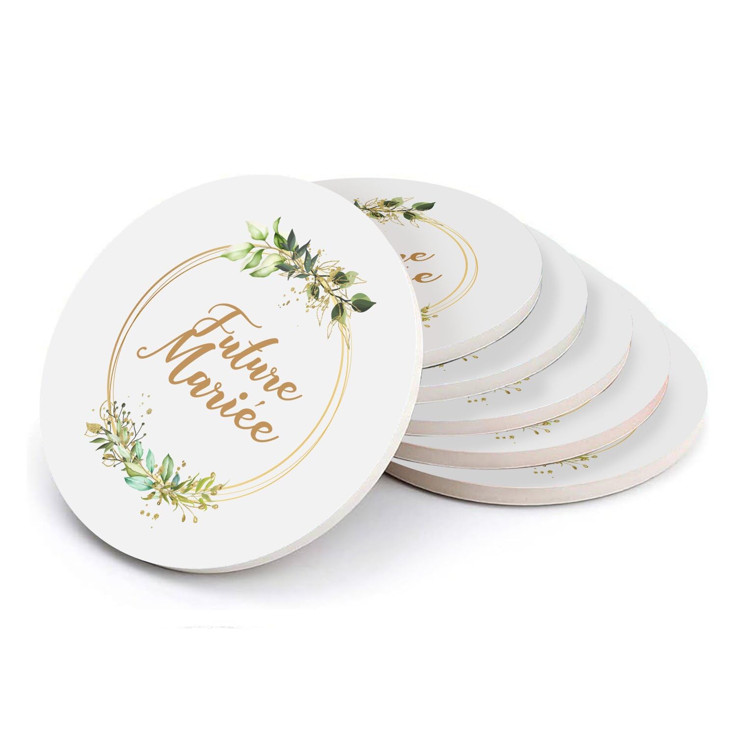 Sous-verre ronds en céramique pour un mariage bohème fleuri chic