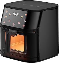 8L 1400W Air Fryer with Colour Touch Screen - 0-200°C, 7 Automatic Programs (Chips, Pizza, Meat, Fish, Wings, Dried Fruits, Heating) - Grill + Recipe Book Included