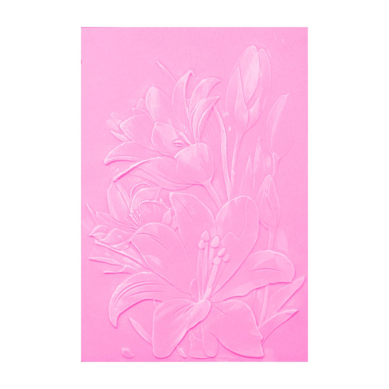 3D Embossing Folder for Card Making Lily Floral Background Plastic Embossing Folder for DIY Scrapbooking Lily Flowers Background Cover Template for Mother's Day Valentine's Day Thanksgiving Day Decor