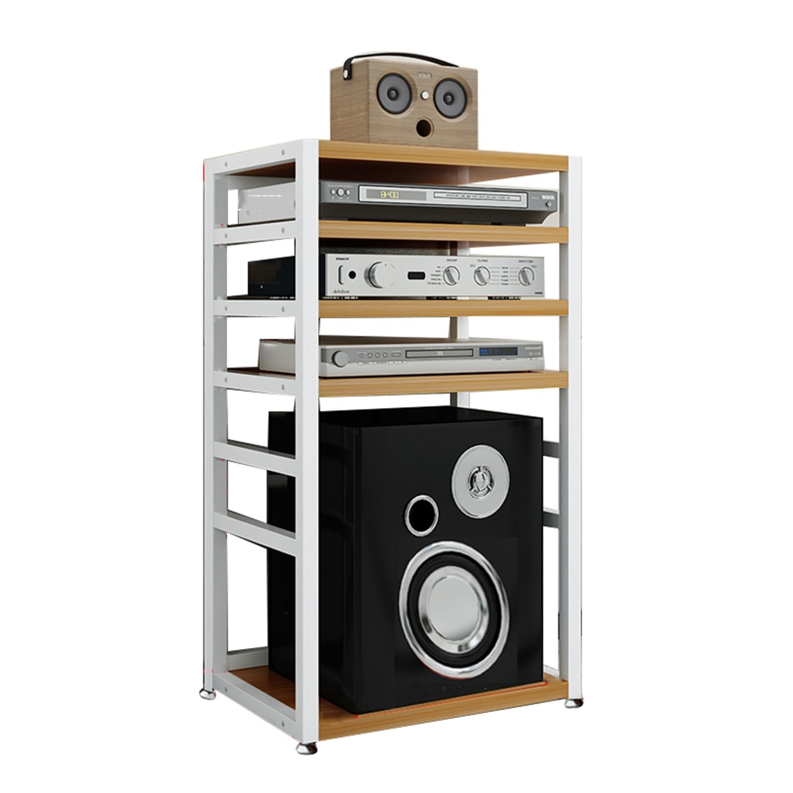Soporte de Medios AV de 5 Niveles, Titular de la Torre de Audio de DVD CD de reproducción de Disco Ajustable, for la Sala de grabación de Juegos de Juegos.(White)