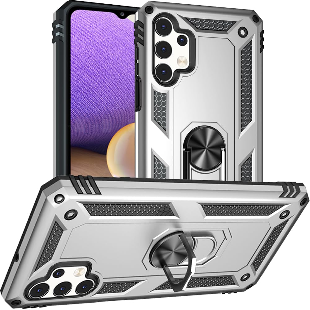 for Galaxy A32 5G Case, Samsung A32 5G Case, Military Grade Protective Cases with Ring for Samsung Galaxy A32 5G（Silvery）