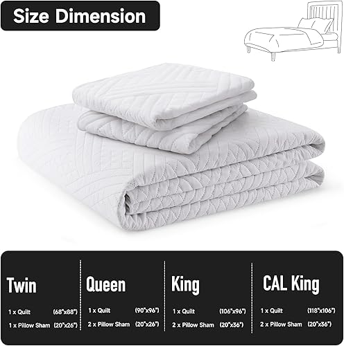 Miniatura 5 de Edredón blanco Queen con patrón de rayas, juego de ropa de cama delgado ligero de verano, colcha y colcha de microfibra suave para todas las