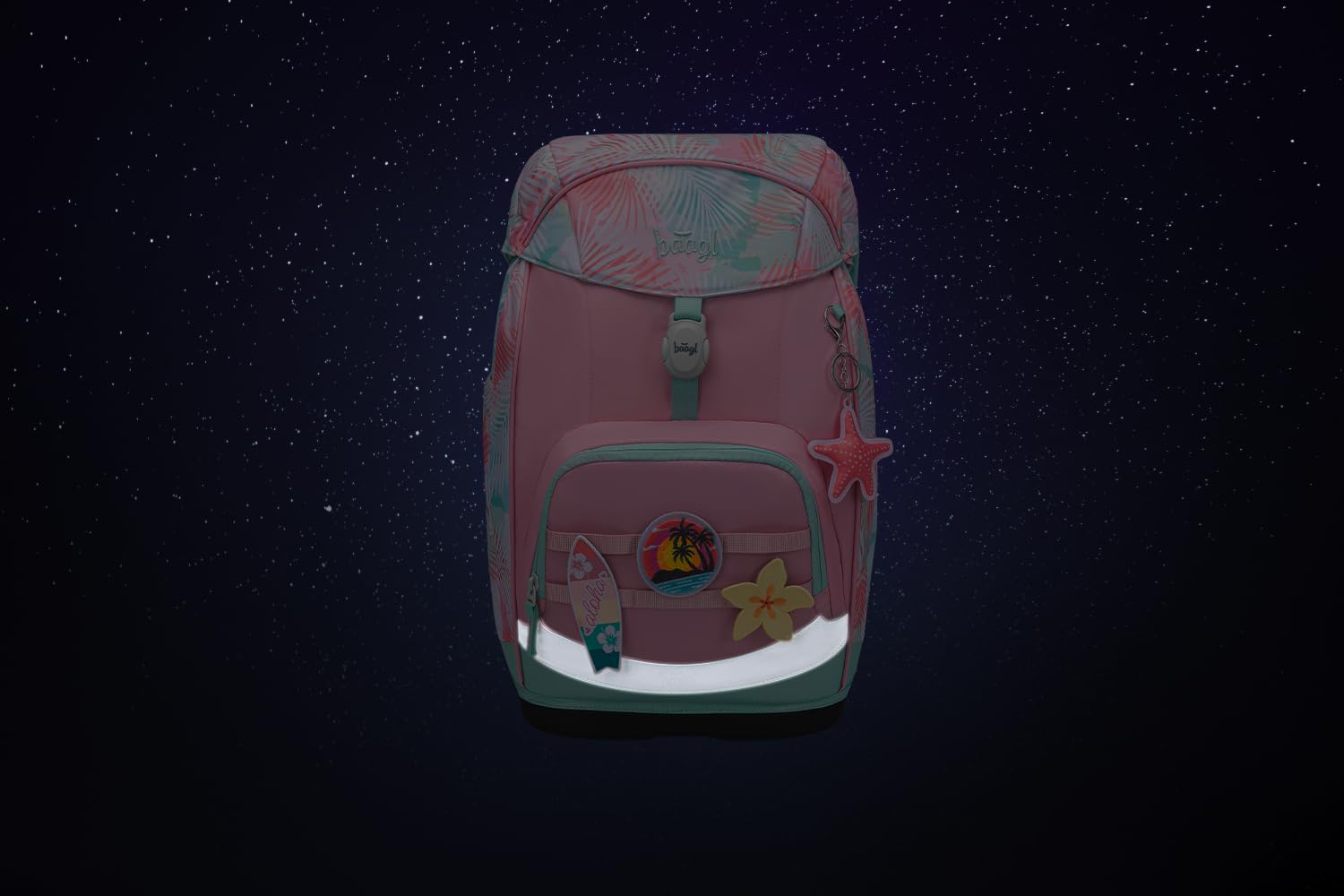 Baagl Mochila escolar para niños y niñas, juego de 3 piezas (mochila escolar Airy Plus para 1ª clase, estuche, bolsa de gimnasia), mochila escolar ergonómica para preescolar, 25 l, rojo (sunset), L
