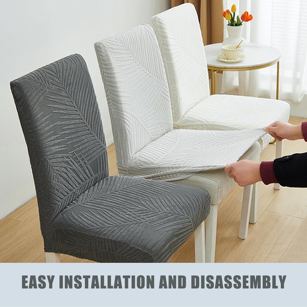 D/Green,4pcs, Dining Chair Cover Set of 4/6 Full Wrap Stretch Chair Cover Chair Slipcovers Jacquard Velvet Fabric Chair Protector for Hotel Dining Room Ceremony Kitchen Restaurant
