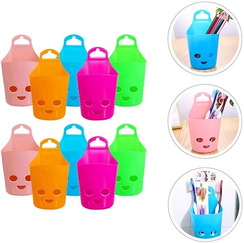 Miniatura 7 de BESTonZON Organizador de almacenamiento para colgar en la pared, 10 unidades, con cara sonriente, maceta de plástico para colocar sobre la puerta,