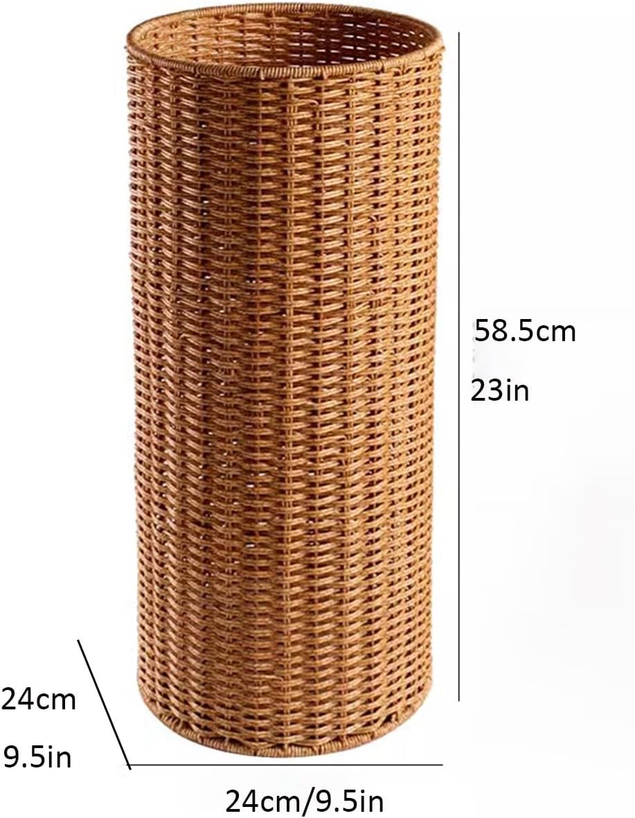 Umbrella Stand, Handmade Freestanding Holder, Faux Rattan Design for Entryway and Home Office