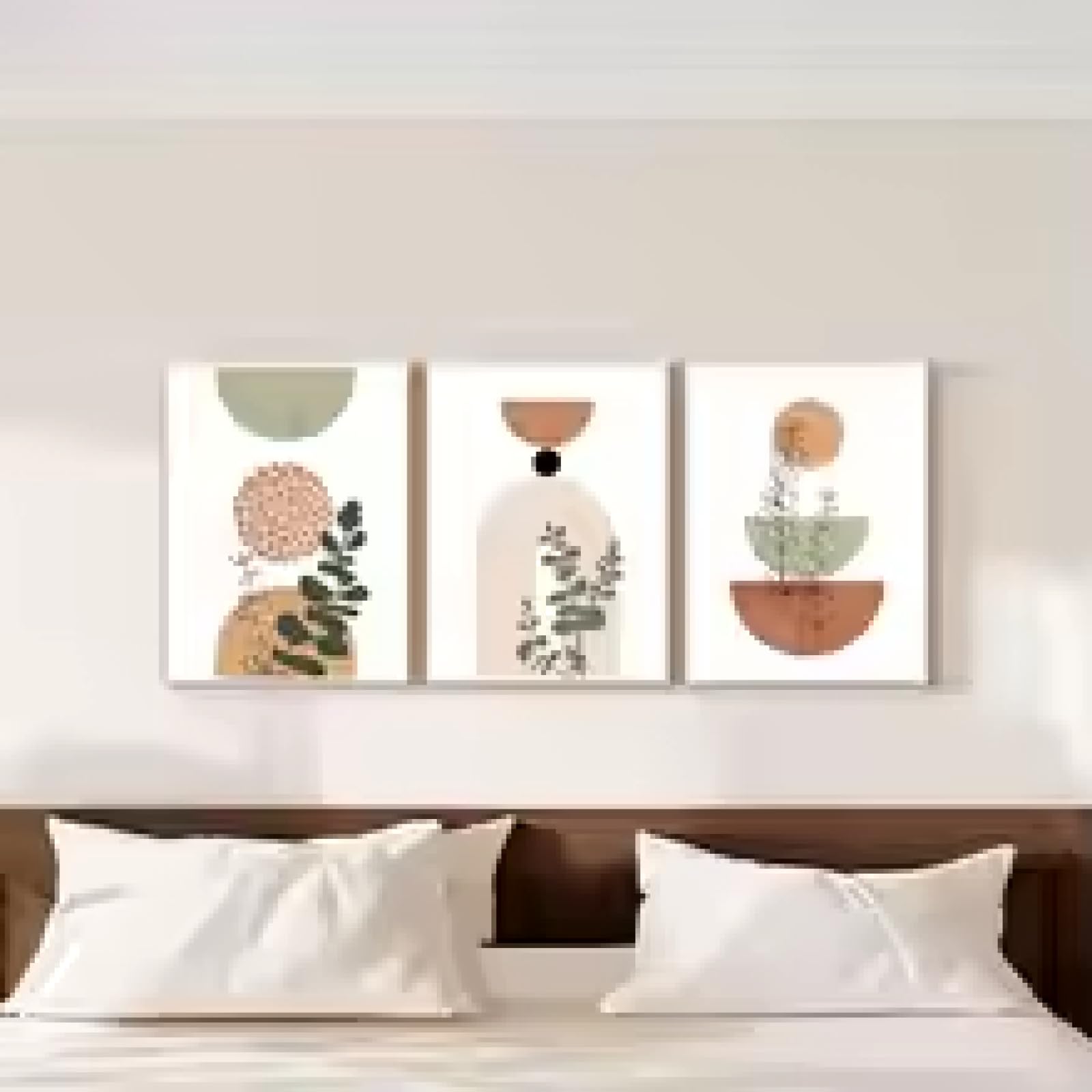 HIPWST Nowoczesny boho abstrakcyjny kształt roślina plakat nadruk z połowy wieku styl boho geometria sztuka botaniczna obraz dekoracja ścienna obraz 30 x 45 cm x 3 bez ramy