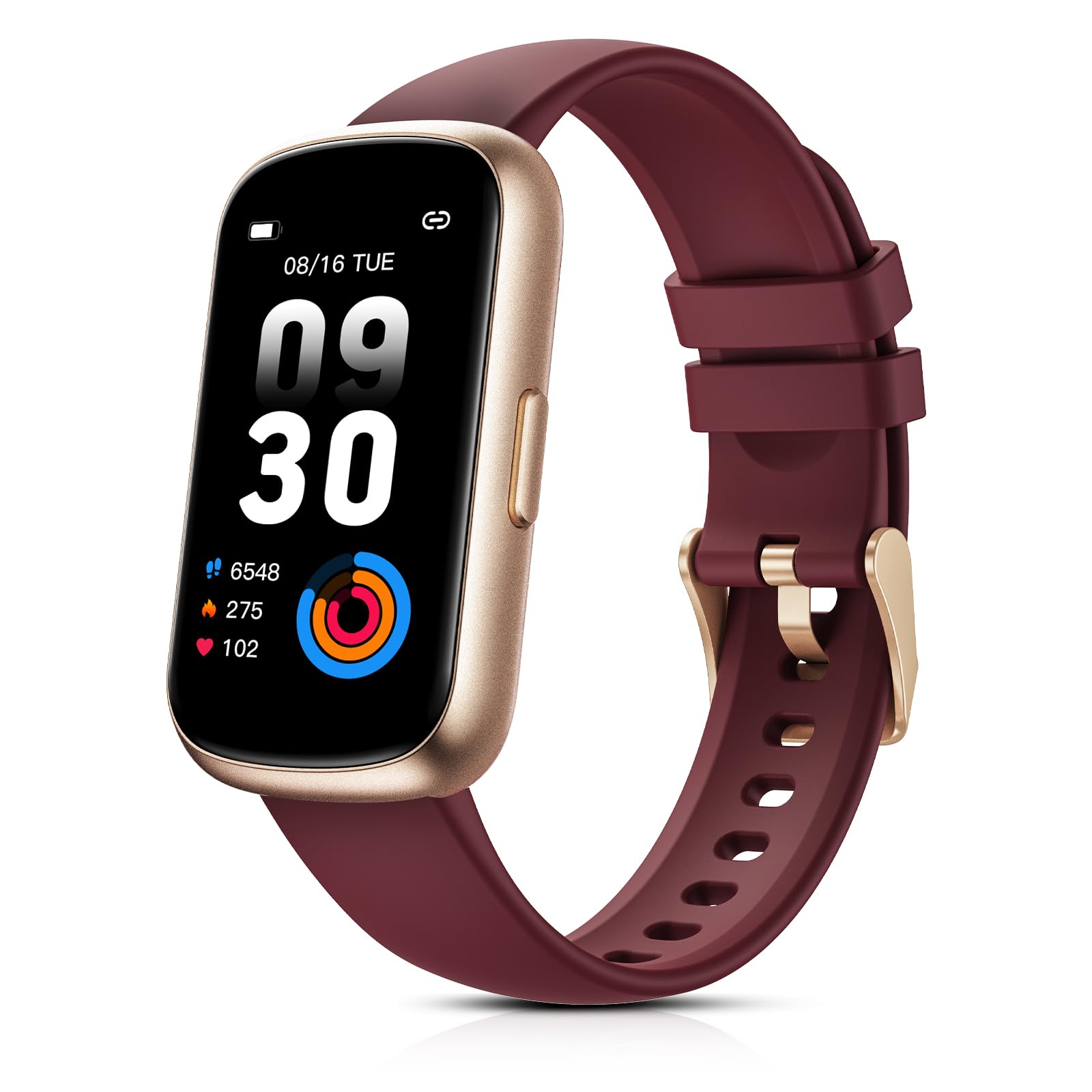 TIFOZEN Fitness Tracker for Women Men, Smart Watch Band with 24/7 Heart Rate Blood Oxygen Sleep Monitor, Calories Step Tracker Pedometer 3ATM Waterproof Activity Tracker for Android iOS, Wine Red
