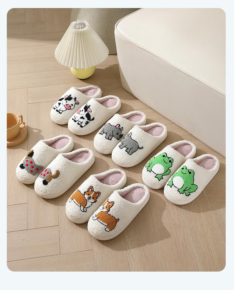Winter Animal Slippers: Plush Cartoon Non-Slip Indoor House Shoes4