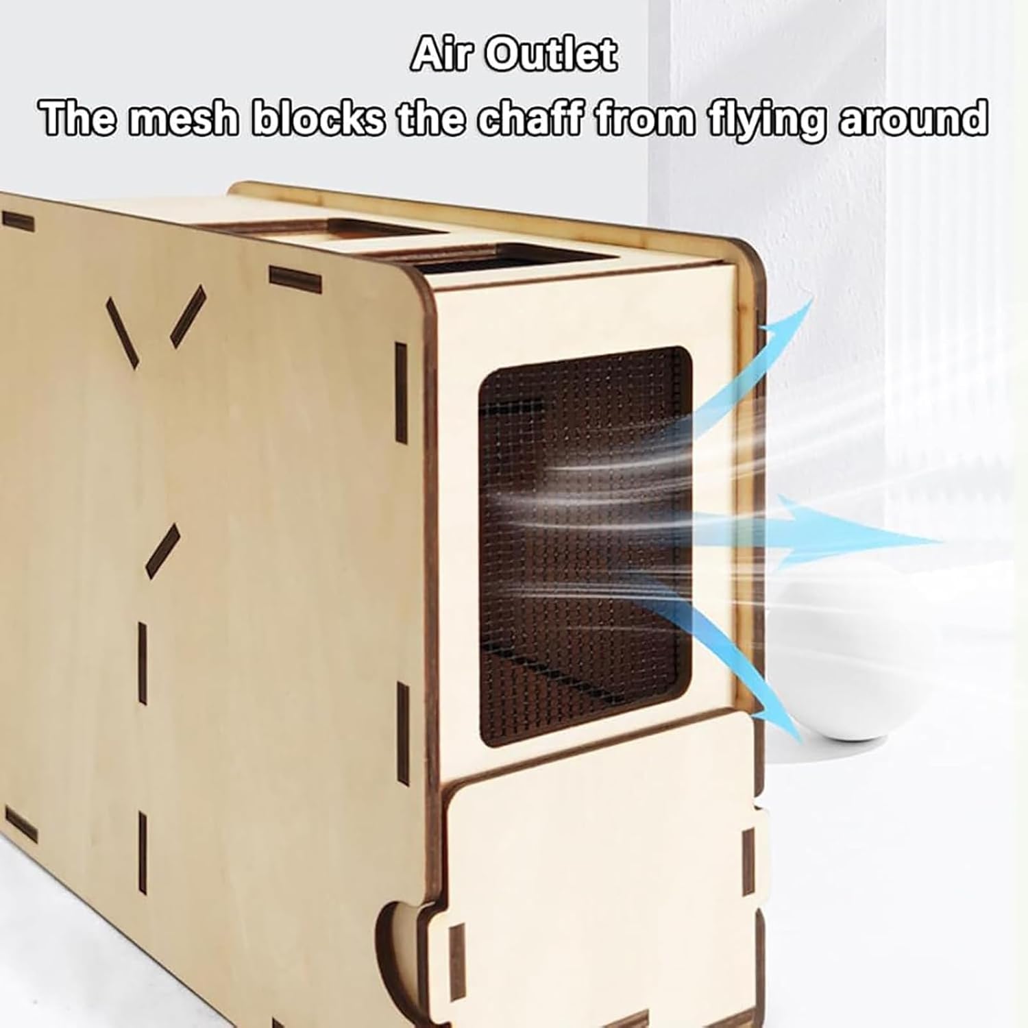 Grain Cleaning Winnower Machine for Bird Feed, Wooden Blowing Shell Splitter with Drawer & Mesh Air Outlet, Ideal for Millet, Rice, and Miscellaneous Grains