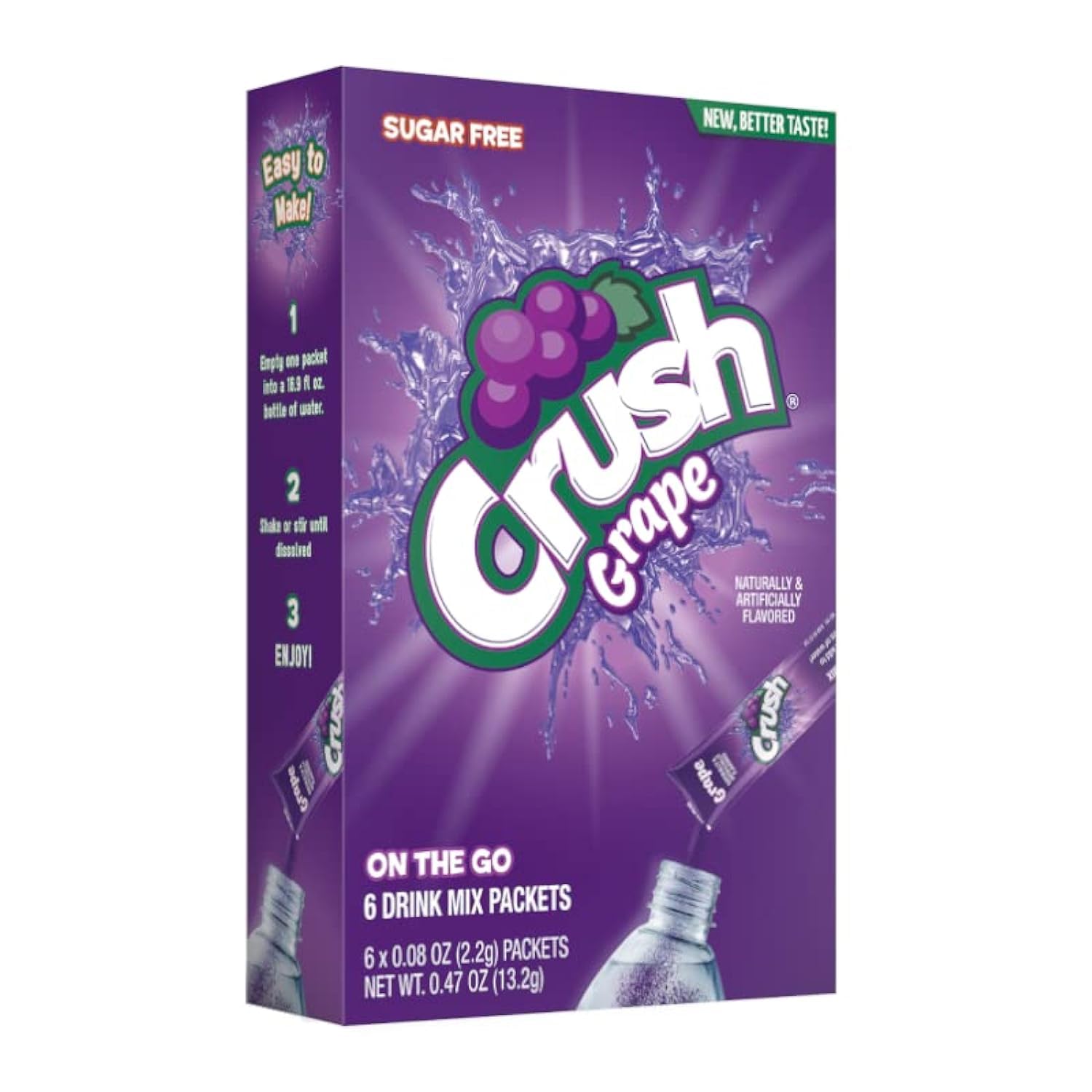 Crush Single To Go Grapes Flavor 6 Drinks mix packets 13.2g