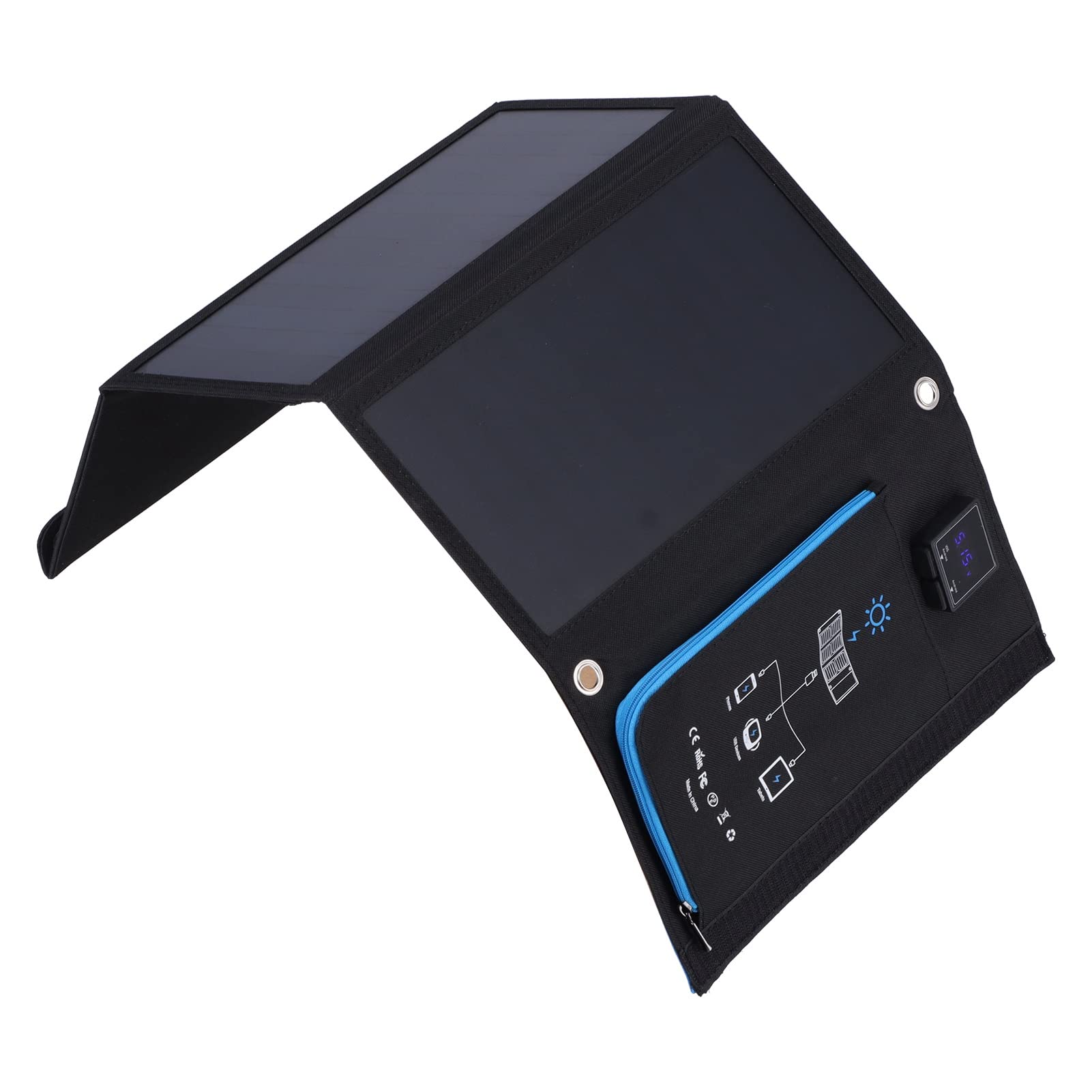 Caricatore Solare Pieghevole Caricatore per Telefono Solare Borsa di Ricarica CC Portatile Impermeabile per Escursionismo Campeggio 21 W Sun Power Design Compatto