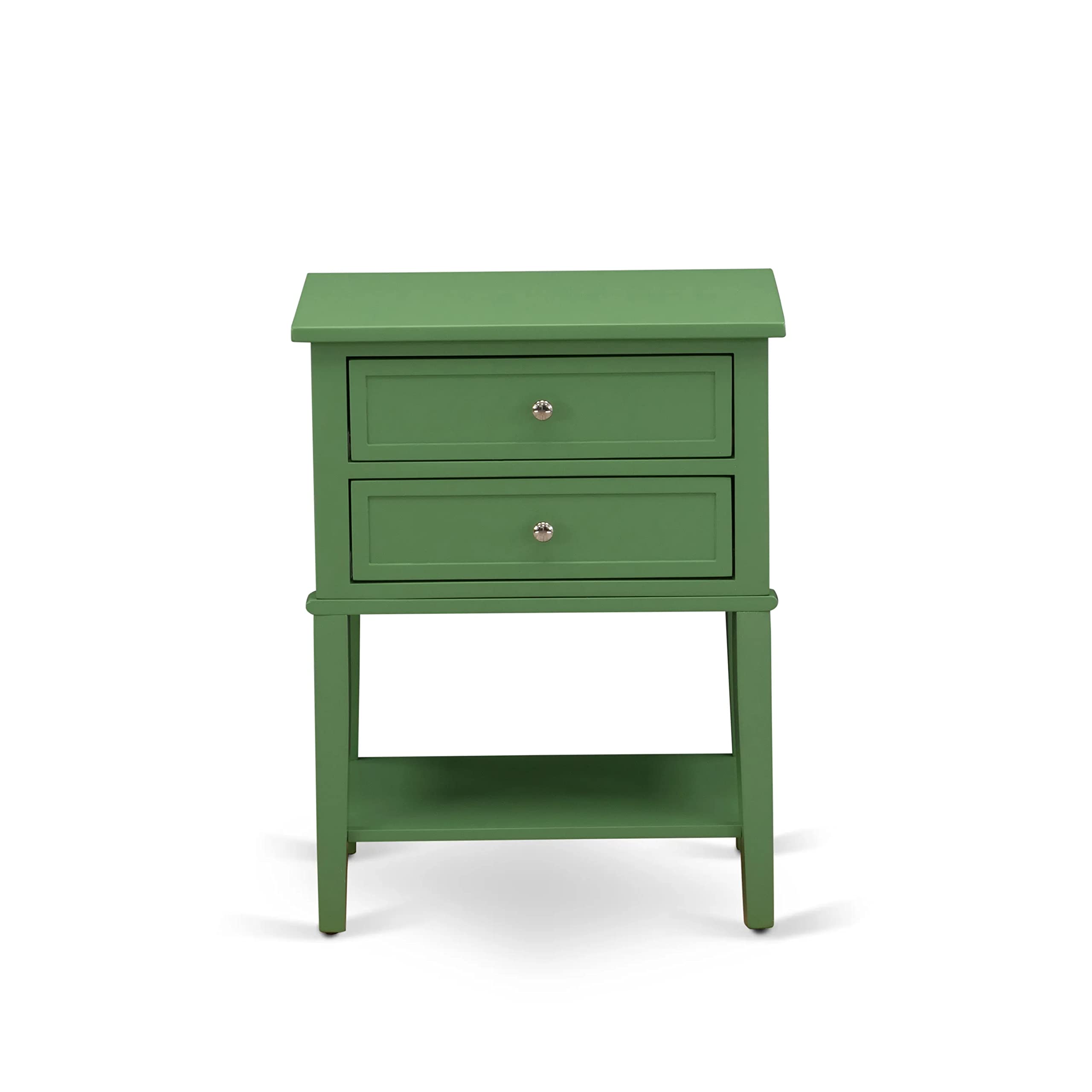 East West Furniture Valencia Night Stand-Rectangle End Table with 2 Drawers for Bedroom, 16x22 Inch, Clover Green