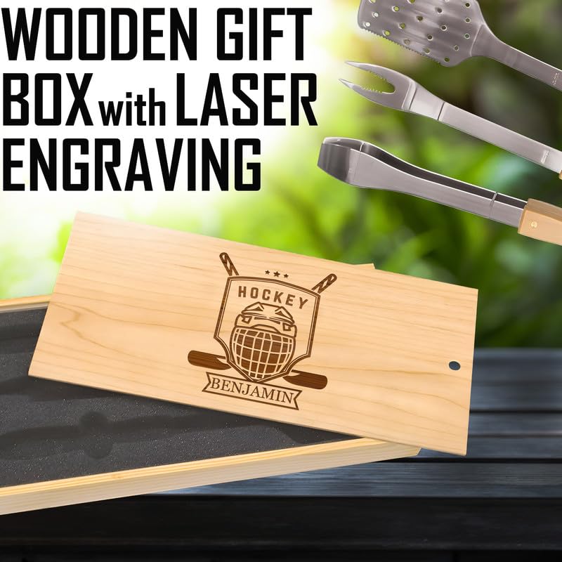 Set parrillero con grabado personalizado en caja de madera miniatura 4