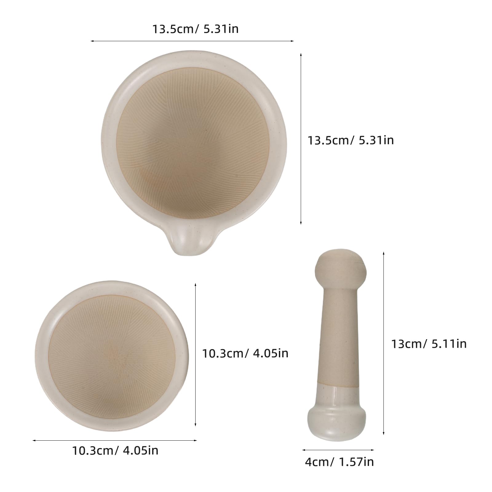 INOOMP 1 Set Babynahrungsmühle: Keramik-Mahlschüssel-Set für Babynahrung mit Stampferstab – Manueller Mixer für geschmeidiges Püree – Fütterungszubehör für Kleinkinder