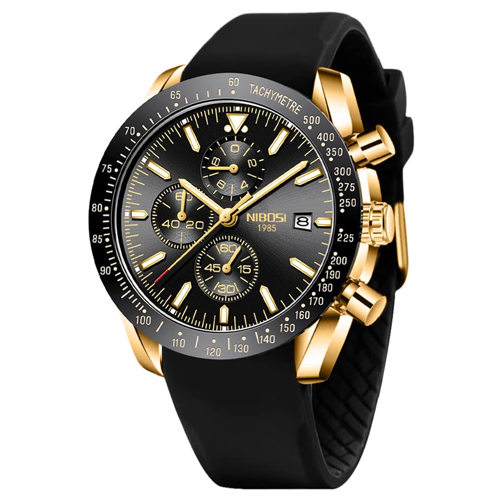 NIBOSI Relojes de Hombre analógicos de Cuarzo cronógrafo Resistente al Agua Fecha Luminosa Oro Rosa Plata Reloj de Pulsera Hombre Moda Casual Relojes para Hombres clásico Elegante Regalo Reloj de