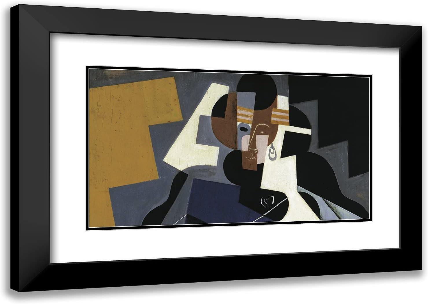 ArtDirect Gris, Juan 24x17 Gold Ornate Framed Art Print with Double Matting Titled: Sit Woman