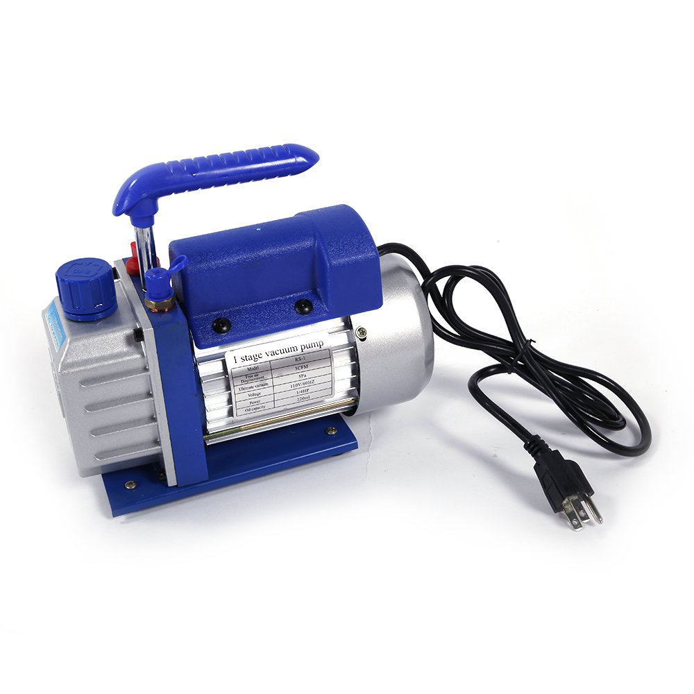 Lykos 1/4 HP 3CFM Horsepower Vacuum Pump HVAC Kit AC Manifold Gauge Blue with Oil